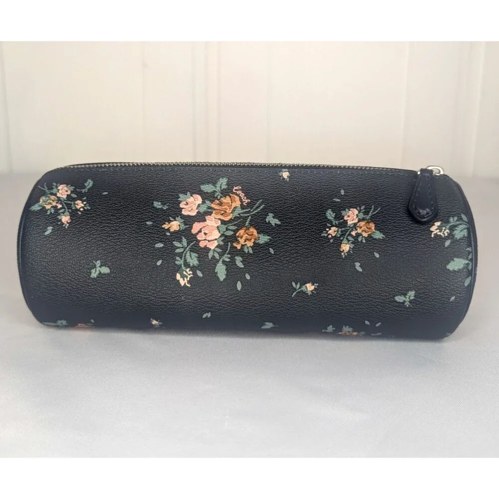 Rare Coach Black Rose Midnight Multi Bouquet Makeup Brush/Pencil Pouch NWT
